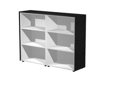 Armoire mi-haute double Flora - L162,8xP43xH119,8 cm - 4 étagères - frêne noir