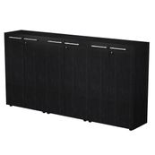 Armoire mi-haute triple Flora - L242,8xP43xH119,8 cm - portes mélaminés - 6 étagères - frêne noir