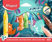Maped Jungle Fever - 12 Crayons de cire WAX en pochette carton