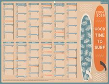 Calendrier Emploi du temps effaçable - 12 mois sur une face - 32 x 42 cm - Bouchut