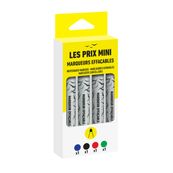 Les Prix Mini - Pack de 4 Marqueurs effaçables - couleurs assorties - pointe large