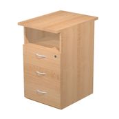 Caisson hauteur bureau Trend - L43xP60xH72 cm - 3 tiroirs + 1 niche - imitation hêtre