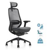 Fauteuil de bureau ZEBULON - accoudoirs réglables - appuie-tête réglable - noir