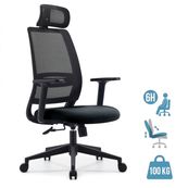 Fauteuil de bureau OPEN - accoudoirs réglables - appuie-tête réglable - noir