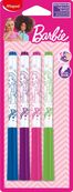 Maped Licence Barbie - 4 Feutres effaçables à sec pour ardoise blanche, - couleurs assorties
