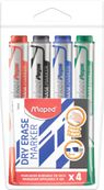 Maped Jumbo - Pochette de 4 marqueurs effaçables à sec - pointe biseau