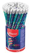 Maped Pixel Party - Pot de 72 Crayons graphite recyclés HB (40% de matière recyclée) - embout gomme - coloris assortis