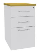 Caisson HT bureau - steely/stelly manager - Profondeur 60 cm - blanc perle - top jaune curry