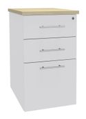 Caisson HT bureau - steely/stelly manager - Profondeur 60 cm - blanc perle - top erable