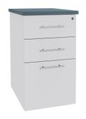 Caisson HT bureau - steely/stelly manager - Profondeur 60 cm - blanc perle - top bleu argile