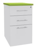 Caisson HT bureau - steely/stelly manager - Profondeur 60 cm - blanc perle - top vert