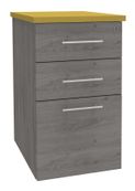 Caisson HT bureau - steely/stelly manager - Profondeur 60 cm  - chene gris - top jaune curry