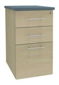 Caisson HT bureau - steely/stelly manager - Profondeur 60 cm - erable - top bleu argile