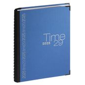 Exacompta Time 29W - Agenda  2025 - 1 jour par page - reliure à anneaux métalliques - bureau - A4 - toilé - bleu