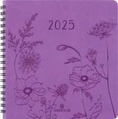 Agenda à spirale Primrose - 1 semaine sur 2 pages - 16,5 x 16,5 cm - lilas - Oberthur