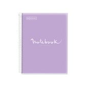 Notebook Miquelrius à couverture souple format A5 avec lignes horizontales, 120 feuilles de 5 couleurs, collection Emotions , couleur lavande.