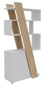 Bibliothèque KHEOPS - porte à gauche - structure blanc perle - finition imitation chêne clair