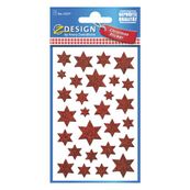 Avery - 28 stickers en sachet - 160x83x1 -  étoiles rouges à paillettes
