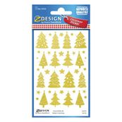 Avery - 38 stickers en sachet - 160x83x1 - étoiles et sapins dorés