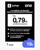 Carte dématérialisée Sumup - Abonnement 1 mois - 0,79% de frais de transaction