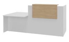 Banque d'accueil OLA - Ensemble composé d'un module haut + un module PMR et d'une tablette chêne clair - L222,5 cm - blanc perle