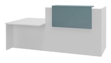 Banque d'accueil OLA - Ensemble composé d'un module haut + un module PMR et d'une tablette bleu argile - L222,5 cm - blanc perle