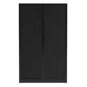 Armoire haute à rideaux - L120 x H198 x P43 cm - corps noir/rideau noir