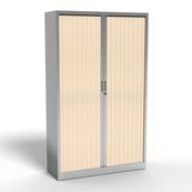 Armoire haute à rideaux - L120 x H198 x P43 cm - corps alu/rideau érable