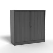 Armoire basse à rideau - L120 x H105 x P43 cm - corps anthracite/rideau anthracite