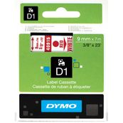 Dymo D1 - Ruban d'étiquettes auto-adhésives - 1 rouleau (9 mm x 7 m) - fond blanc écriture rouge 