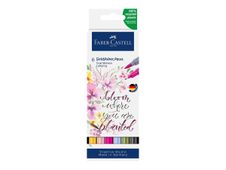 Faber-Castell Goldfaber Aqua - 6 Feutres double pointe - noir, jaune de cadmium, rose violet moyen, rose pâle, vert de chrome opaque, bleu ciel pastel