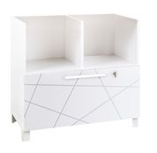 Rangement bas SUNDAY - L80 x H79 x P42 - 2 cases + 1 tiroir - blanc graphic (Top bois à prendre en sus)