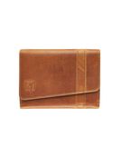 Porte-monnaie fermeture à bouton avec 3 poches fenêtres Florence - cognac - label M
