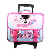 Cartable à roulettes Lililou 38 cm - 2 compartiments - rose - Bagtrotter