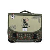 Cartable réversible Dino Kaki 38 cm - 2 compartiments - dinosaure - Pol Fox