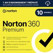 Norton Lefelock 360 premium 75Go de sauvegarde sécurisée sur le Cloud - Code d'activation envoyé par email valable pour 10 appareils pendant 1 an