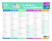 Calendrier Mon Academie - 6 mois par face - Zone B - 33,5 x 43 cm - Oberthur