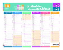 Calendrier Mon Academie - 6 mois par face - Zone C - 33,5 x 43 cm - Oberthur
