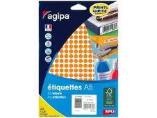 Apli Agipa - Etui A5 - 2940 Pastilles oranges - diamètre 8 mm - réf 114305