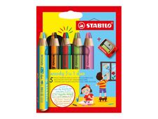 STABILO woody 3 in 1 duo - pack de 5 crayons de couleur - couleurs assorties