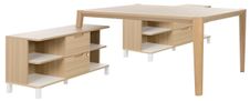 Bureau partagé avec 2 retours ABSOLU - 160 cm - Pieds bois - Chêne structuré