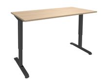 Bureau LEVEL - Bureau éléctrique - L160 - pied carbone - plateau imitation chêne clair