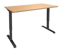 Bureau LEVEL - Bureau éléctrique - L160 - pied carbone - plateau imitation hêtre
