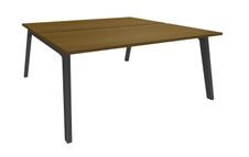 Bureau double STEELY - L180 cm - Bureau de départ - Pieds carbone - plateau imitation noyer