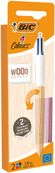 BIC 4 Couleurs - Stylo bille 4 couleurs - bois - bleu, rouge, vert, noir - 1 mm - moyen - rétractable (pack de 2)