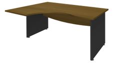 Bureau compact à gauche DUAL - L180 cm - Pieds Anthracite - plateau imitation noyer (Pieds de renfort ou caisson bout de bureau obligatoire à rajouter - non inclus)