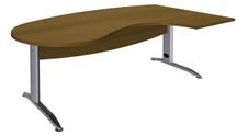 Bureau compact manager retour à droite IDRA - 200 cm - Pied alu - noyer (Pieds de renfort obligatoire à rajouter - non inclus)