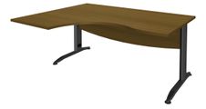 Bureau compact à gauche IDRA - L160 cm - Pied anthracite - plateau imitation noyer (Pieds de renfort obligatoire à rajouter - non inclus)