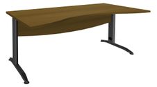 Bureau double vague symétrique IDRA - L180 cm - Pied anthracite - plateau imitation noyer