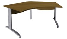 Bureau symétrique 120° IDRA - L185 cm - Pied alu - plateau imitation noyer